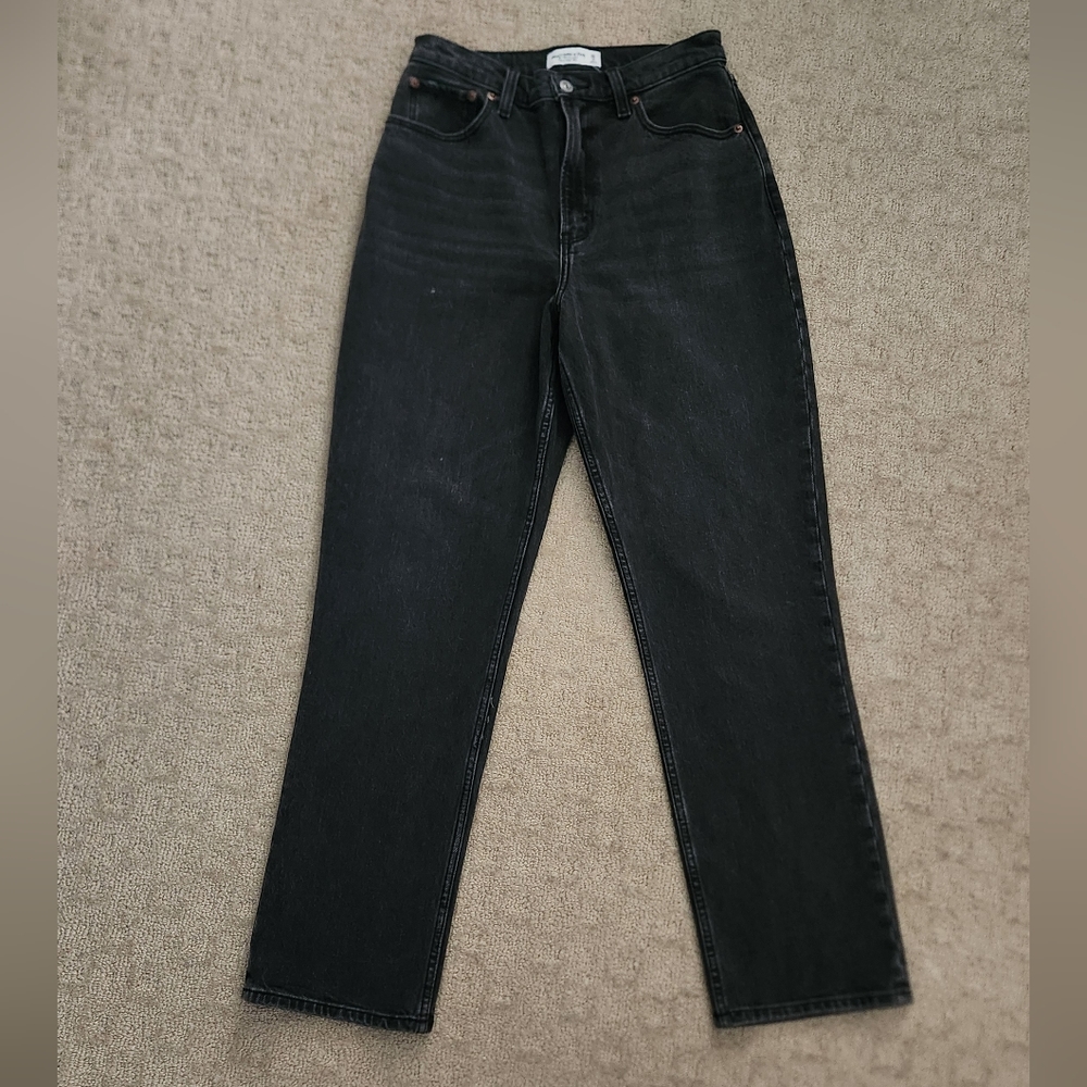28/6 Abercrombie CURVE LOVE Black 90s Straight Leg Jeans